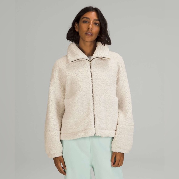 NWT Lululemon Cinchable Fleece Zip-Up Jacket in White Opal - Size 12 - Picture 1 of 14